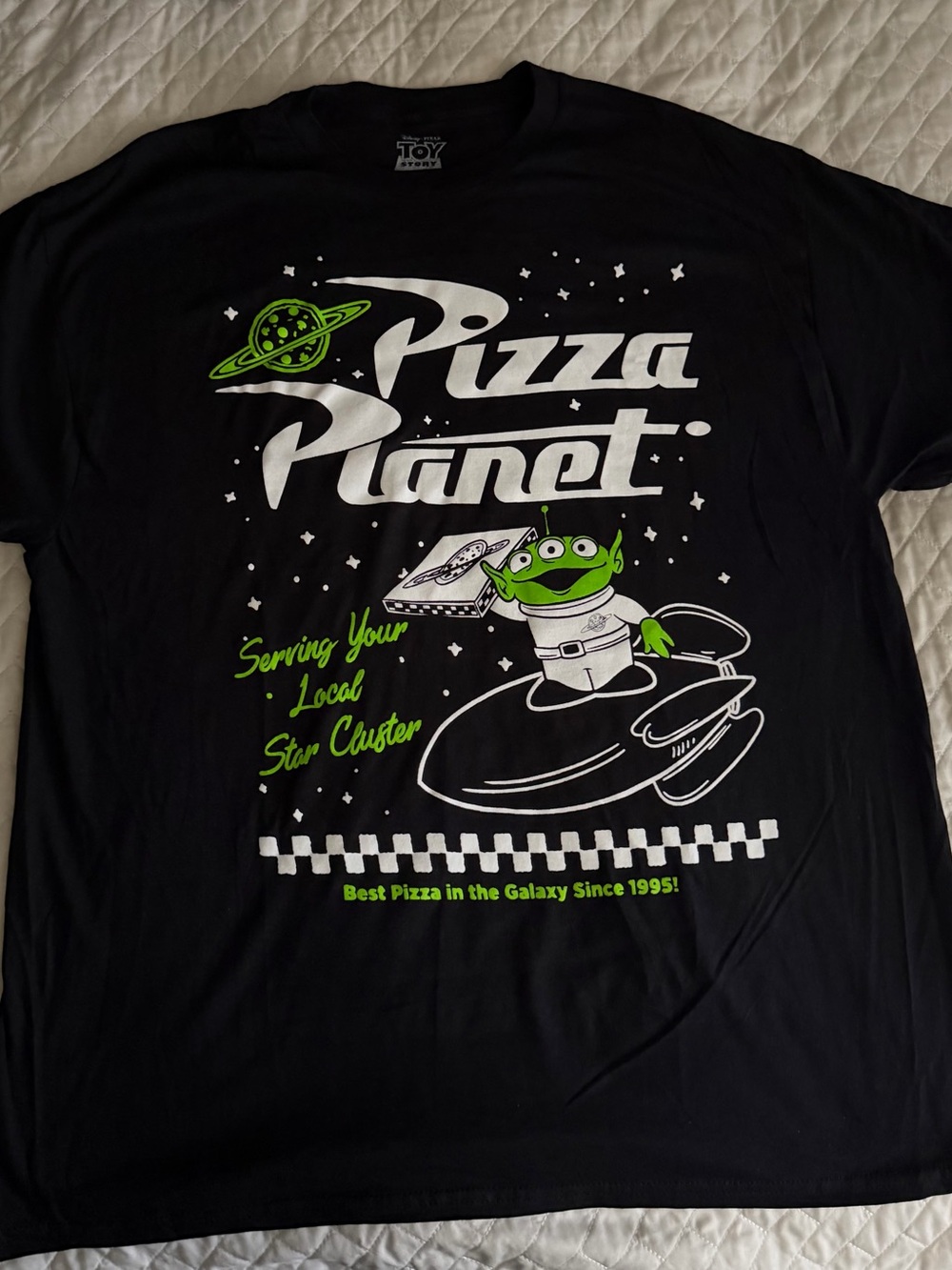 Black Graphic Tee with Green Accents